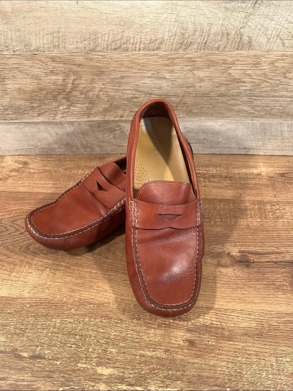 Cole‎ Haan Men's Howland Penny Loafer Driving Shoes in Chestnut